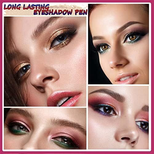 2 in 1 Champagne Gold Shimmer Eyeshadow Stick eyeliner pencil Cream Shimmer Smooth Eyeshadow pencil Waterproof Hypoallergenic Long Lasting Eye Shadow Pen Multi-Dimensional Eyes Look