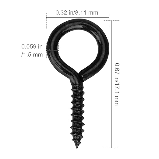 Aovchei Eye Screws, 300PCS 0.67 Inches Heavy Duty Metal Screw Hooks, Self Tapping Eye Bolts, Indoor & Outdoor for Hanging Artwork, Black