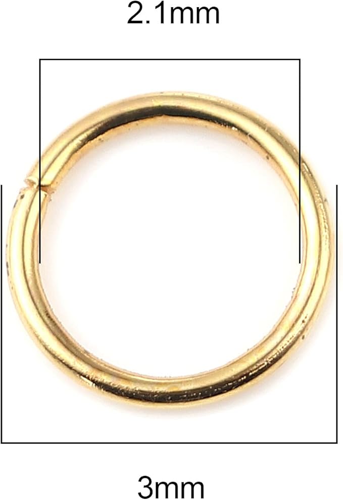HDSupplies 200 Pieces - 3mm Jump Rings - Gold Tone Plated - 24 Gauge