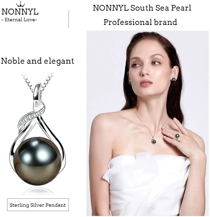 NONNYL Gifts for Women Wife-Tahitian-Black-Pearl-Necklace-Gift for Wife Wedding Birthday Anniversary Jewelry-Mom Girlfriend Her Mothers Day Gifts for Mom Women Valentines Christmas Day