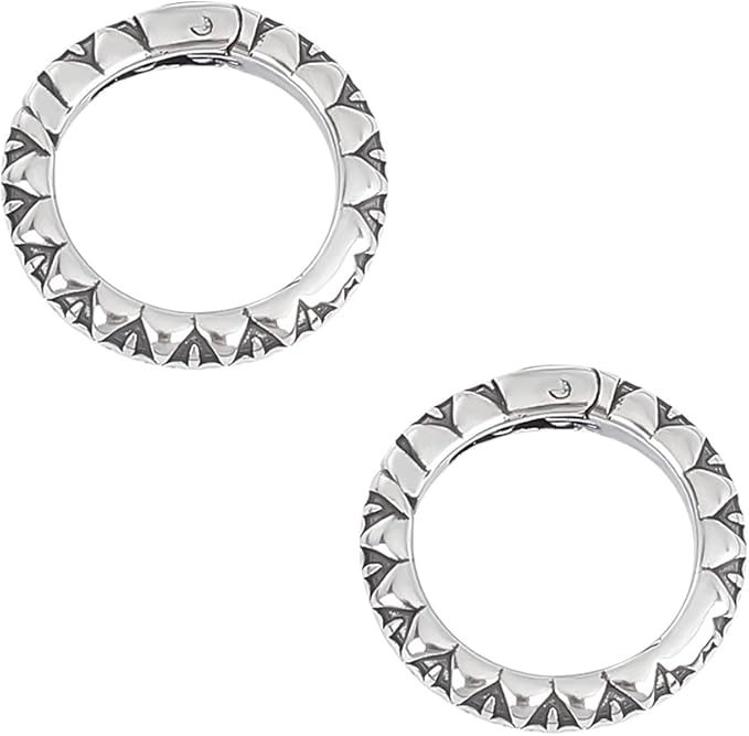 UNICRAFTALE 2pcs Stainless Steel Spring Gate Rings Antique Silver Metal O Rings Hollow Round Ring Circle Connector Keychain Rings for Jewelry Making Inner 15mm
