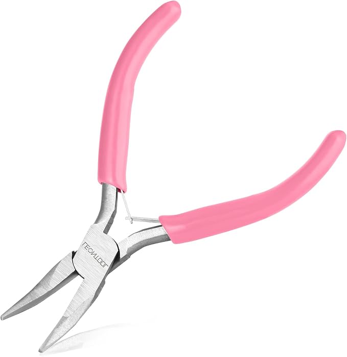 5-Inch Bent Chain Nose Pliers for Jewelry Making - Mini Bent Nose Pliers with Smooth Jaws, Ideal for Creating Bracelets, Earrings and Necklaces