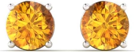 Diamondere Natural and Certified Gemstone Solitaire Petite Stud Earrings in 14K Solid Gold | 0.20 Carat Earrings for Women