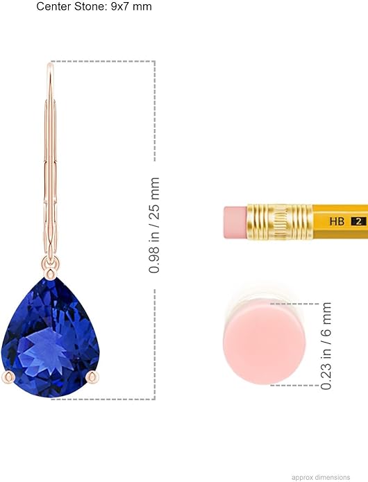 ANGARA Natural Tanzanite Earrings for Women | Solitaire Pear-Shaped Tanzanite Leverback Earrings in 14K Solid Gold/Platinum | December Birthday, Anniversary, Gemstone Jewellery Gift