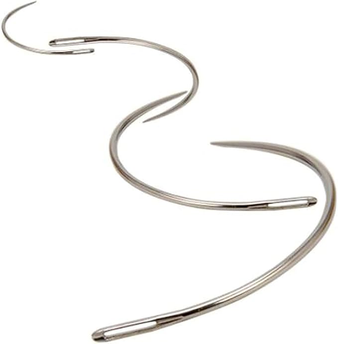 4 Pcs Silver Curved Leather Sewing Needles, Heavy Duty for Weaving and Crafts, Sewing Sharp Needles, Hand Sewing Needles, Sharps