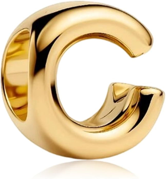 S925 A-Z 14K Gold Plated Initial Letter Alphabet Charms for Pandora Bracelets and Necklaces Women, Gifts for Couple Family Friend on Birthday Anniversary Christmas Mothers Valentine's Day Grad