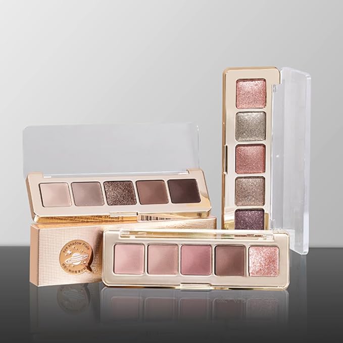 Neutral Eyeshadow Palette 5 Colors, Nude Brown Matte & Subtle Shimmer Shades, Highly Pigmented Blendable Long-Lasting Powder, Smooth No-Fallout Daily Eye Makeup Palette for Work and Natural Looks-C04