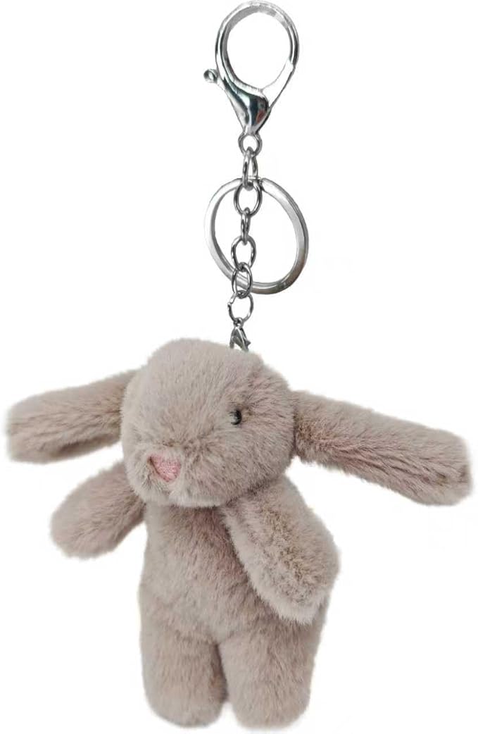 Bunny Keychain Plush 3.5'Inch Bag Charms Cute Stuff Mini Backpack Purse Charms Rabbit Key Chains Women Cute Girls Gift