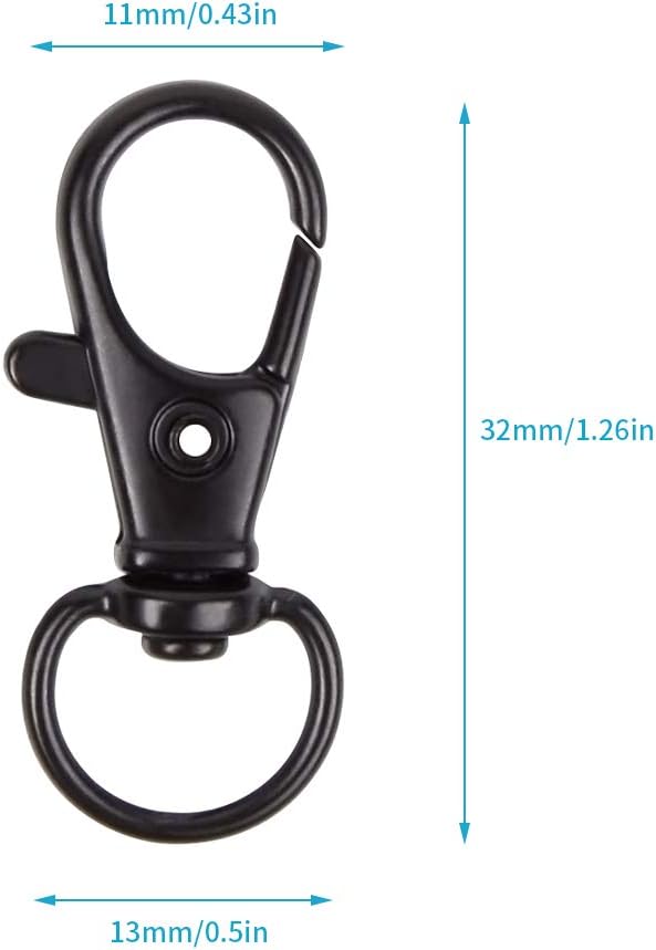 70PCS Swivel Snap Hooks with Key Rings, Metal Lobster Claw Clasp, Keychain Rings for Crafts(Gun Black, 1.25inch(32mm)