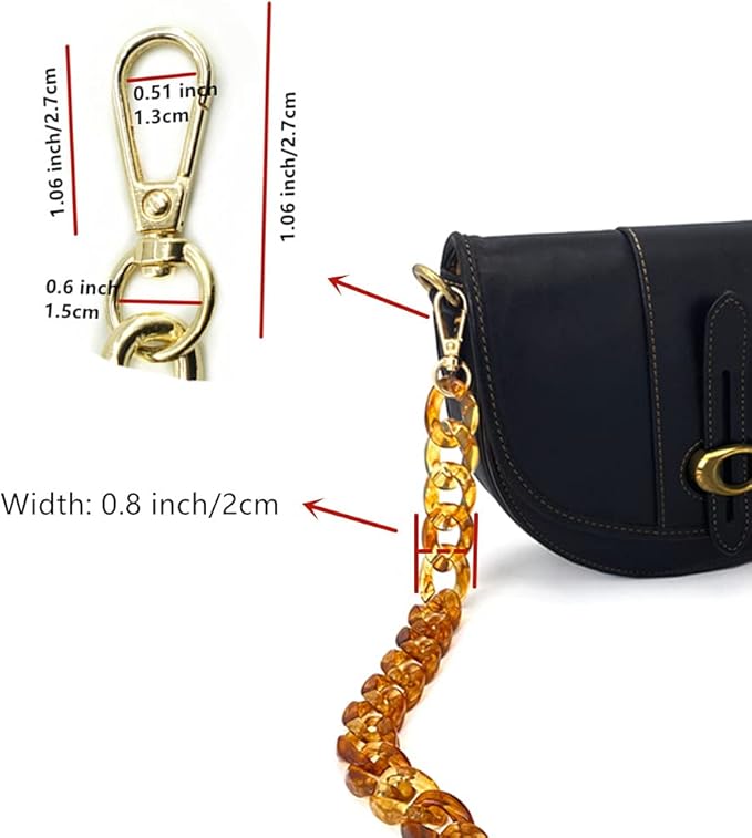 Decker DIY 40 Inches Acrylic Purse Chain Plastic Handbag Strap Shoulder Cross Body Strap with Metal Buckles