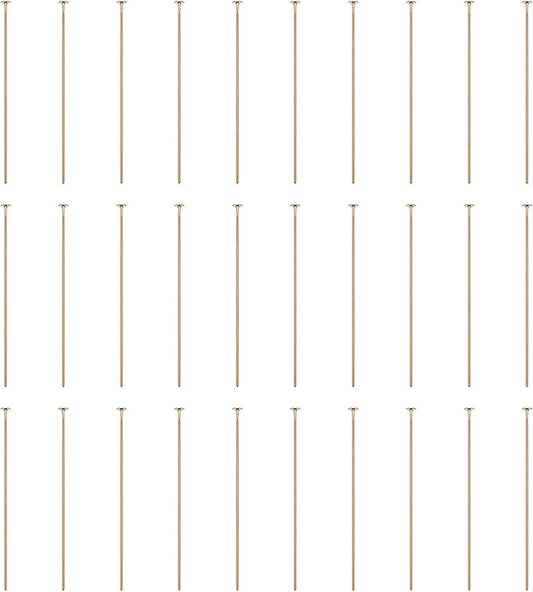 HARFINGTON 100pcs Flat Head Pins 1.38" 35mm Needles Bulk for Earring Pendant Necklace Bracelet Charm Jewelry Making Findings DIY Craft, Champagne Gold