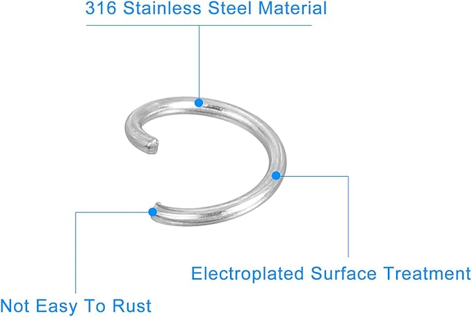 uxcell 200Pcs Open Jump Rings, 6mm 316 Stainless Steel O Rings, Split Rings Circle Clasp Connecting Ring for Jewelry Making Supplies Necklace Repair, Silver
