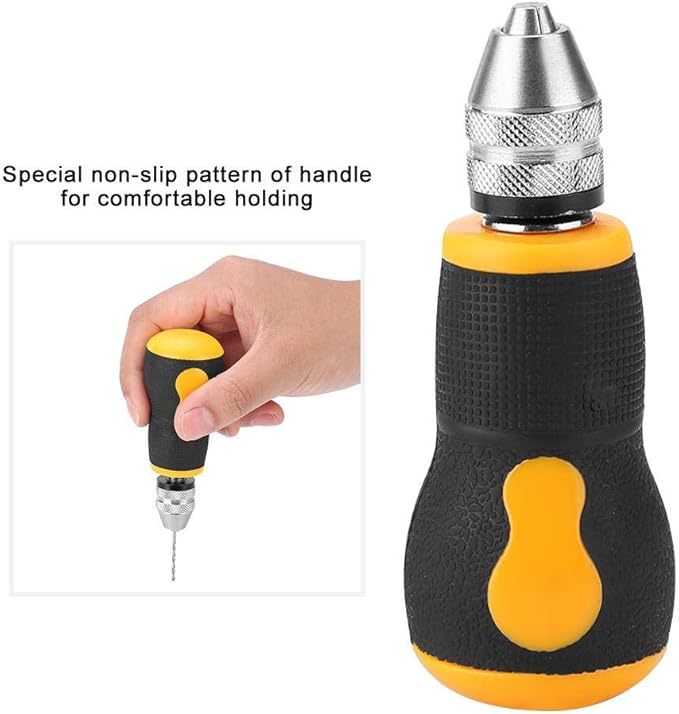 Micro Mini Hand Drill Tool, Portable Tool Set Small Hand Drill & 10 pcs Twist Drill Bits 0.8-3.0mm Precision Pin Vise Woodworking Hand Drill for Model Jewelry Walnut Amber Beeswax
