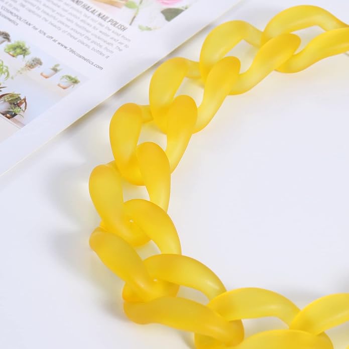 Firstmeet Chunky Acrylic Necklace Smooth Chain Link Cool Statement Choker Cuban Style Jewelry Gift for Women