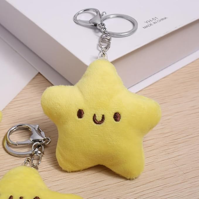 1Pc Yellow Plush Star Car Keychain Backpack Accessories Doll Pendant Heart Healing in Addition to Serving as a Keychain Women's Keyrings and Keychains Car Accessories