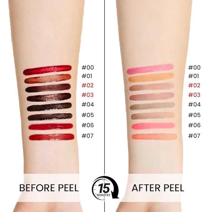 2Pcs Brown& Brownish Red Liquid Matte Lip Liner Stain Peel Off with Tweezer, Long Lasting Waterproof Matte Lipstick Lip Gloss Tattoo for Women, Transfer-prof Lip Tint Makeup for All Skin Types