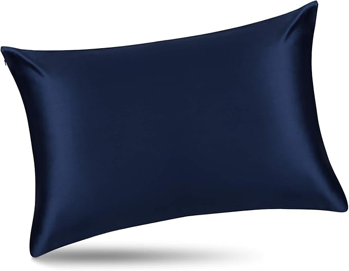 Alaska Bear Silk Pillowcase Standard Size Gift Set for Skin and Hair Care Beauty Sleep 100 Percent Organic Mulberry Pillow Slip Case(1pc, Navy)