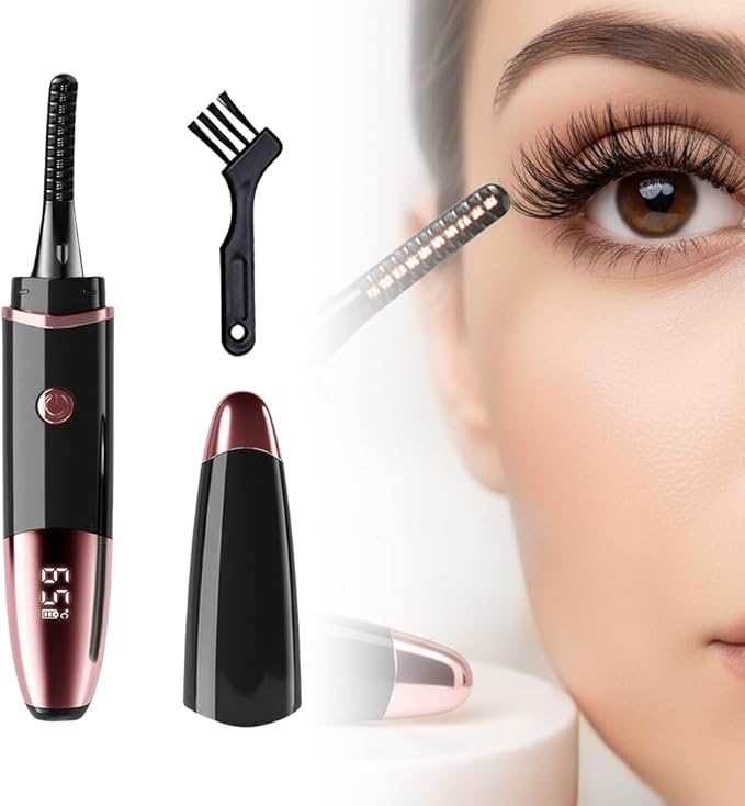 2026 Heated Eyelash Curler, Heated Lash Curler Rechargeable USB Electric Eyelash Curler, Fast Heat Up, Long Lasting with Led Display, Heat with 4 Temp Settings Makeup Tool (Black)