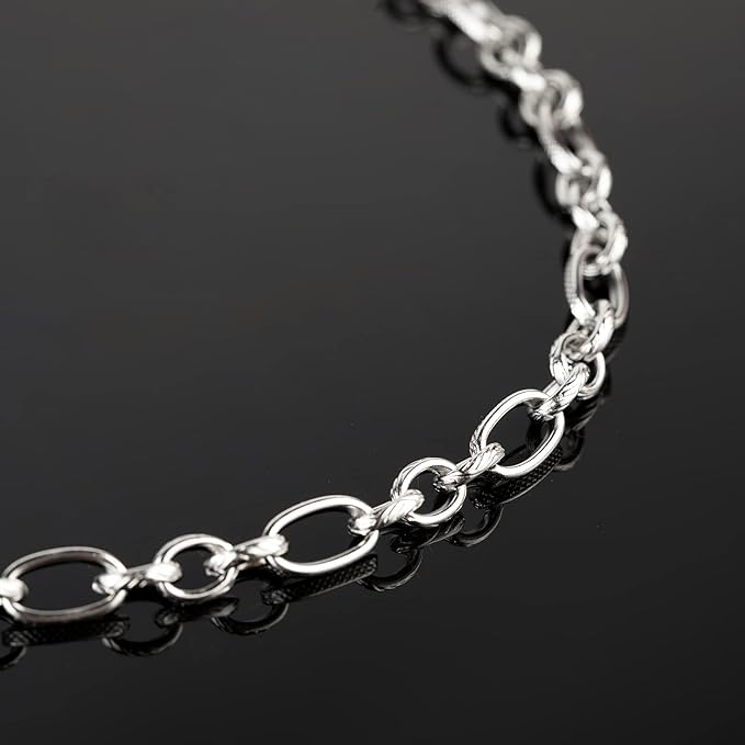 16.4 Feet Silver Stainless Steel Chains for Jewelry Making Heavy Men Hip-pop Necklace Embossed Cable Link Chain Bulk with 30 Jump Rings 10 Lobster Clasps