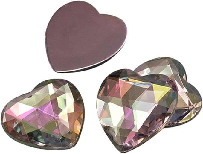 KraftGenius Allstarco 25mm Flat Back Heart Acrylic Rhinestones 1 Inch Costume Plastic Gems Cosplay Jewels for Valentine's Party - 18 Pieces (Crystal Clear AB H702)