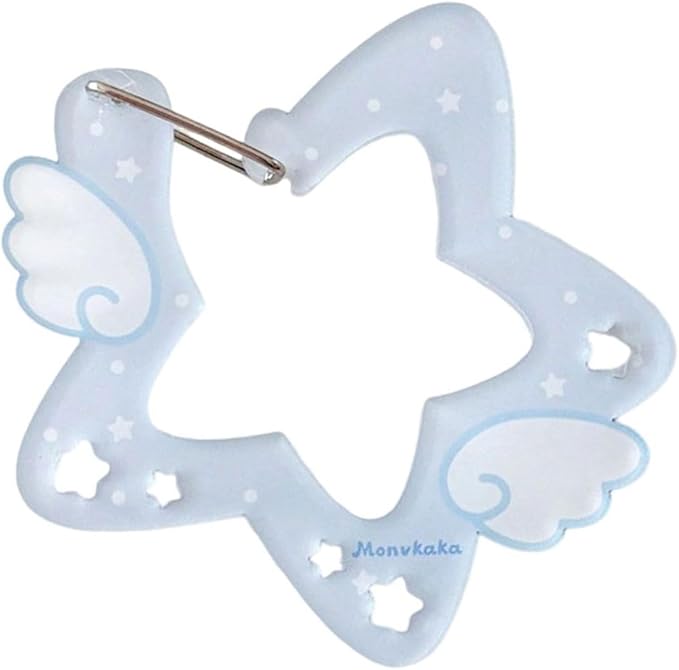 Acrylic Wing/Star Shape Carabiner Hook Clips Card Holder Keychain Portable Outdoor Keyring Hook Backpack Pendant Gifts