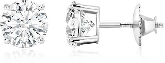 Scottsdale Diamond 14K Gold 0.5 to 4 Carat Certified LAB GROWN Diamond Stud Earrings for Women Her Round Cut 4 Prong Screw Back Fine Jewelry (E/F Color, VS1-VS2 Clarity)