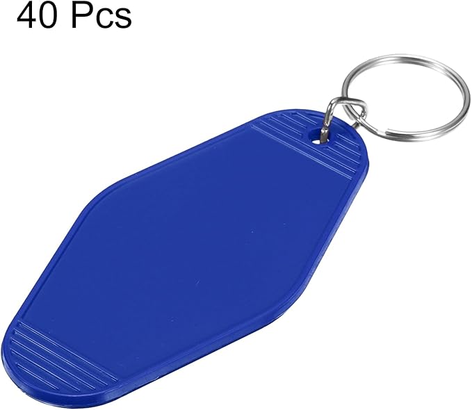 uxcell 40pcs Hotel Keychains Blank Vintage Plastic Rhombus Motel Keychains Hotel Key Tags Rings for DIY Luggage Labels