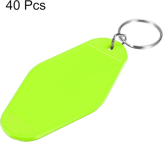 uxcell 40pcs Hotel Keychains Blank Vintage Plastic Rhombus Motel Keychains Hotel Key Tags Rings for DIY Luggage Labels