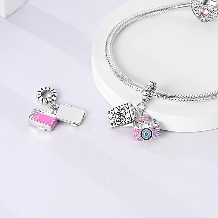 NARMO Charms for Bracelets 925 Sterling Silver Star Dangle Charms Car Keys Lipstick Dangle Charm Beads for Women Bracelets Necklace