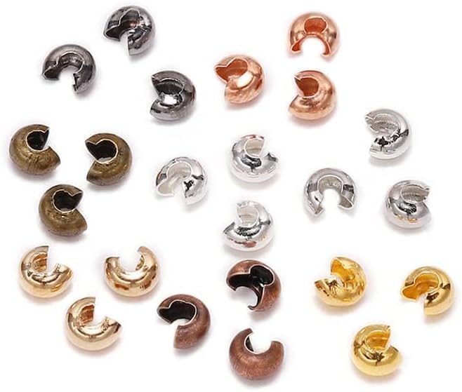 800 Pieces Crimp Bead Covers for Jewelry Making, 4mm Open Half Round Crimp Bead Knot Cover Small Beads for Jewelry Craft DIY（8 Colors）