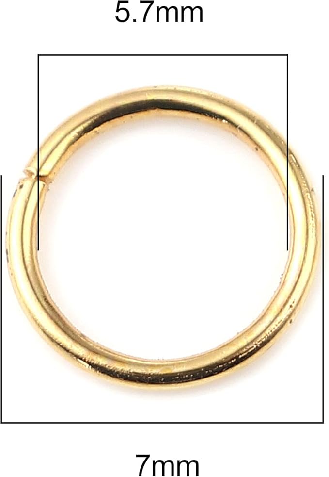 200 Pieces - 7mm Jump Rings Gold Tone Plated - 21 Gauge (0.7mm Thickness)