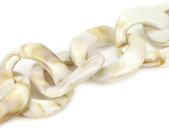 47.24"/120cm DIY Acrylic Resin Replacement Chain Purse Shoulder Strap with Buckle, Beige Round Chain Link