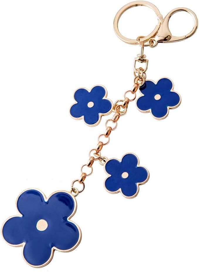 Women's Flower Bag Charms Enameled Keychain Purse Accessories