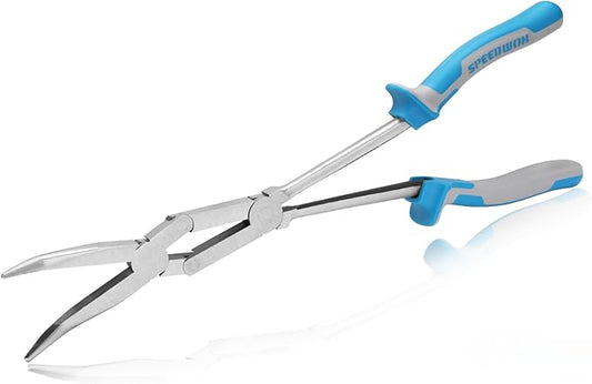 SPEEDWOX 13-Inch Dual Pivot Pliers - Bent Nose Dual Material Long Reach Extra Long Compound Action Pliers