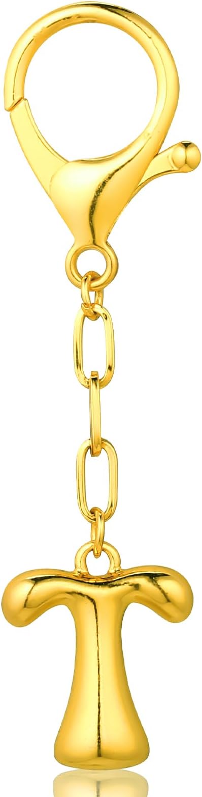 VICKHU Gold Plated Bubble Initial Letter Cute Keychain for Women Car Key Purse Decorative Keyring Handbag Charms Fashion