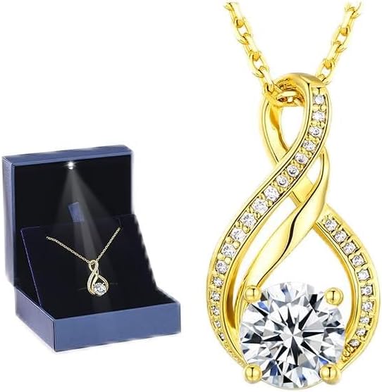 KRZ Moissanite Necklace Gifts for Her, Anniversary Birthday Christmas Valentines Mothers Day Present Ideas for Mom Wife Girlfriend, Jewelry for Women
