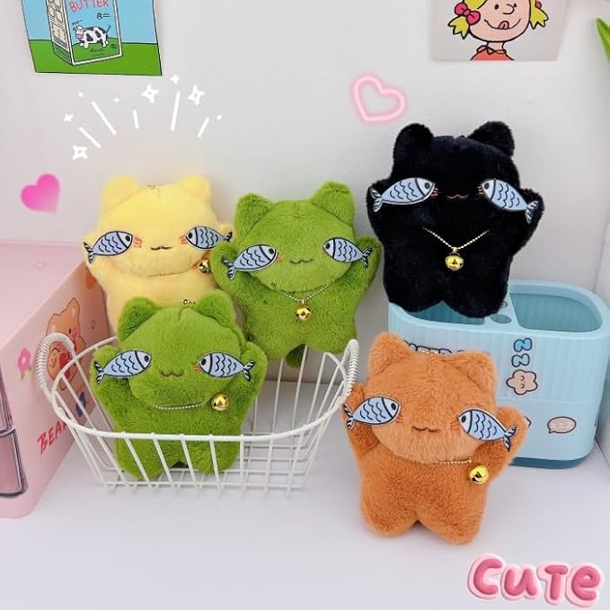 Super Funny Cute Happy Taiyaki Kitty Keychain Catching Fish Cat Lucky Happy Cat Good Luck Bag Charm Pendant
