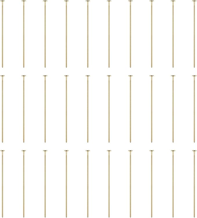 HARFINGTON 100pcs Flat Head Pins 1.18" 30mm Needles Bulk for Earring Pendant Necklace Bracelet Charm Jewelry Making Findings DIY Craft, 18K Gold