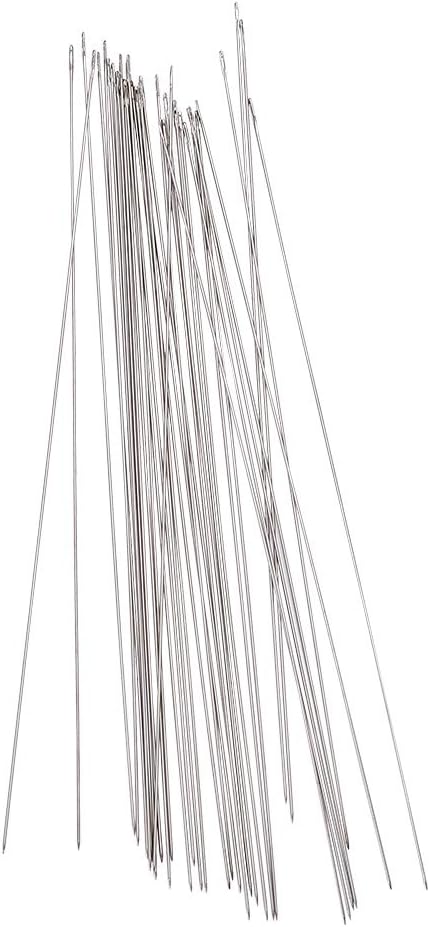 Craftdady Steel 50Pcs Steel Beading Needles 5.9 Inch Long Straight Thin Beading Embroidery Needles for Sewing Easy Threading Jewelry Making