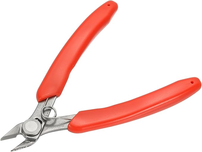 HARFINGTON 5" Flush Cut Pliers Precision Thicker Wire Cutter Side Cutter Diagonal Cutting Pliers for Jewelry Model Electronic 3D Print, Red/Silver