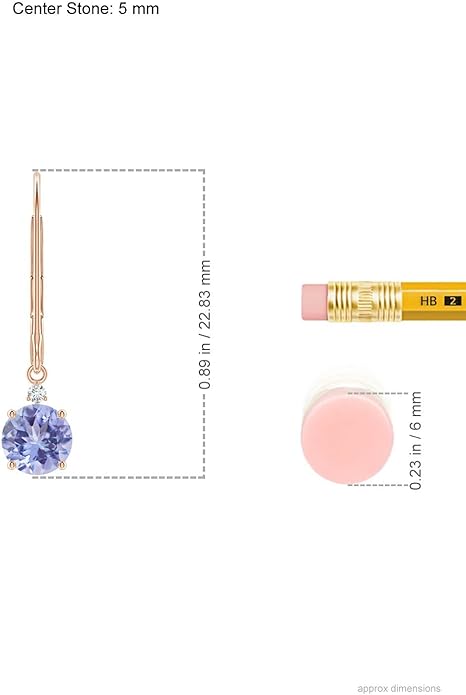 ANGARA Natural Tanzanite Earrings for Women | Tanzanite and Diamond Leverback Drop Earrings in 14K Solid Gold/Platinum | December Birthday, Anniversary, Gemstone Jewellery Gift