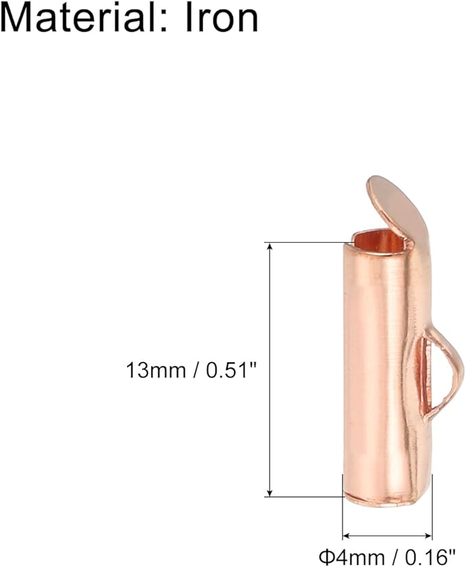uxcell 100Pcs Slide on End Clasps, 13mm Tube Ball Bead Slider Crimp Ends for Multi-Strand DIY Craft Making, Rose Gold
