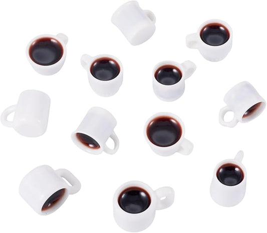 Craftdady 24pcs Resin Coffee Cup Dollhouse Miniature Coffee Dangle Earring Charms Cute Hang Ornament White Mug Mini Coffee Cup 16-20.5 mm for Home Decorations DIY Keychain Craft Jewelry Making