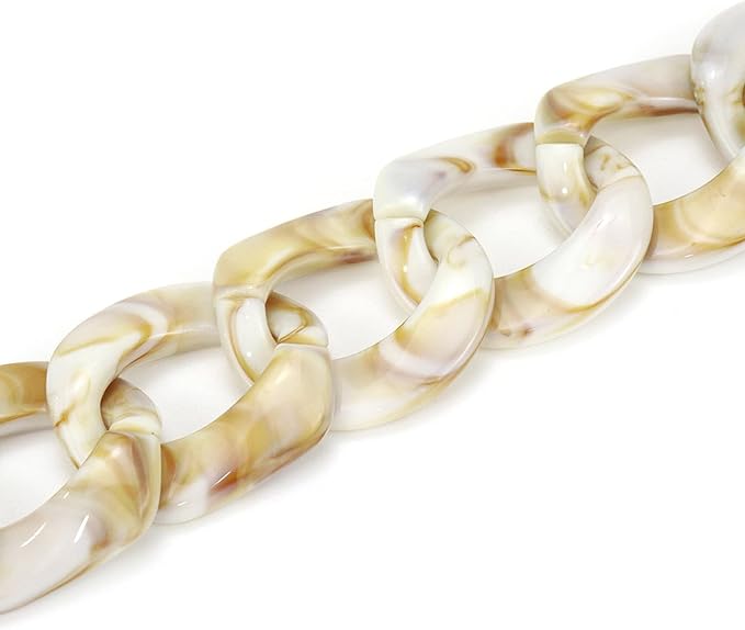 15.7"/40cm DIY Acrylic Resin Replacement Chain Purse Shoulder Strap with Buckle, Beige Round Chain Link