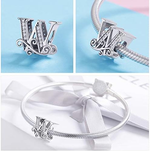 925 Sterling Silver Letter Charms for Pandora Bracelets Alphabet Initial Charms Beads Birthday Christmas Jewelry Gift for Women