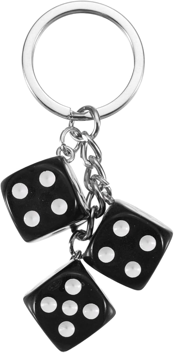 PATIKIL Lucky Dice Keychain Charm, Resin 3D Cube Square Mini Dice Keyrings with 3 Pendants for Bag