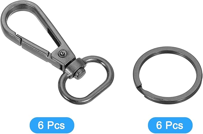 uxcell 12 Pcs Swivel Clasp Hook, 0.59" Purse Snap Clasps Detachable for Bag, Grey