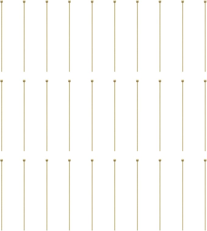 HARFINGTON 100pcs Ball Head Pins 1.97" 50mm Round Head Pins for Earring Pendant Necklace Bracelet Charm Jewelry Making Findings DIY Craft, 18K Gold