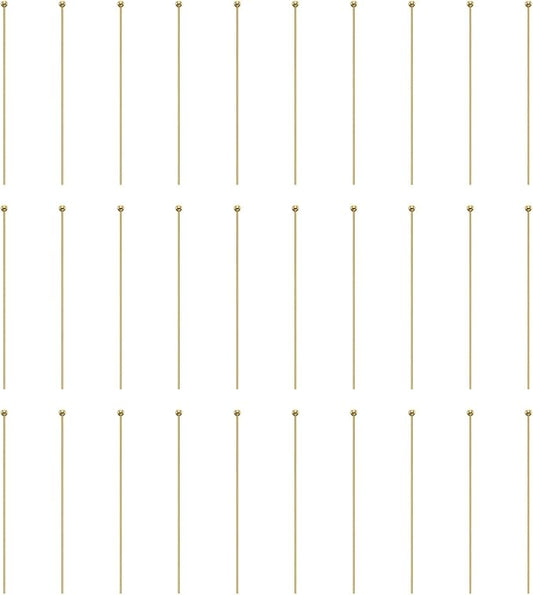 HARFINGTON 100pcs Ball Head Pins 1.97" 50mm Round Head Pins for Earring Pendant Necklace Bracelet Charm Jewelry Making Findings DIY Craft, 18K Gold