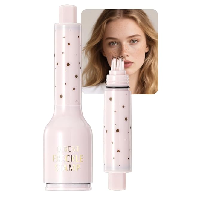Upgrade Faux Freckle Stamp Pen – Waterproof Fake Freckles Makeup Tool, Natural-Looking Freckle Maker & Spray with Multi-Prong Precision Stamp Head, Long-Lasting Sunkissed Makeup (Light Brown)